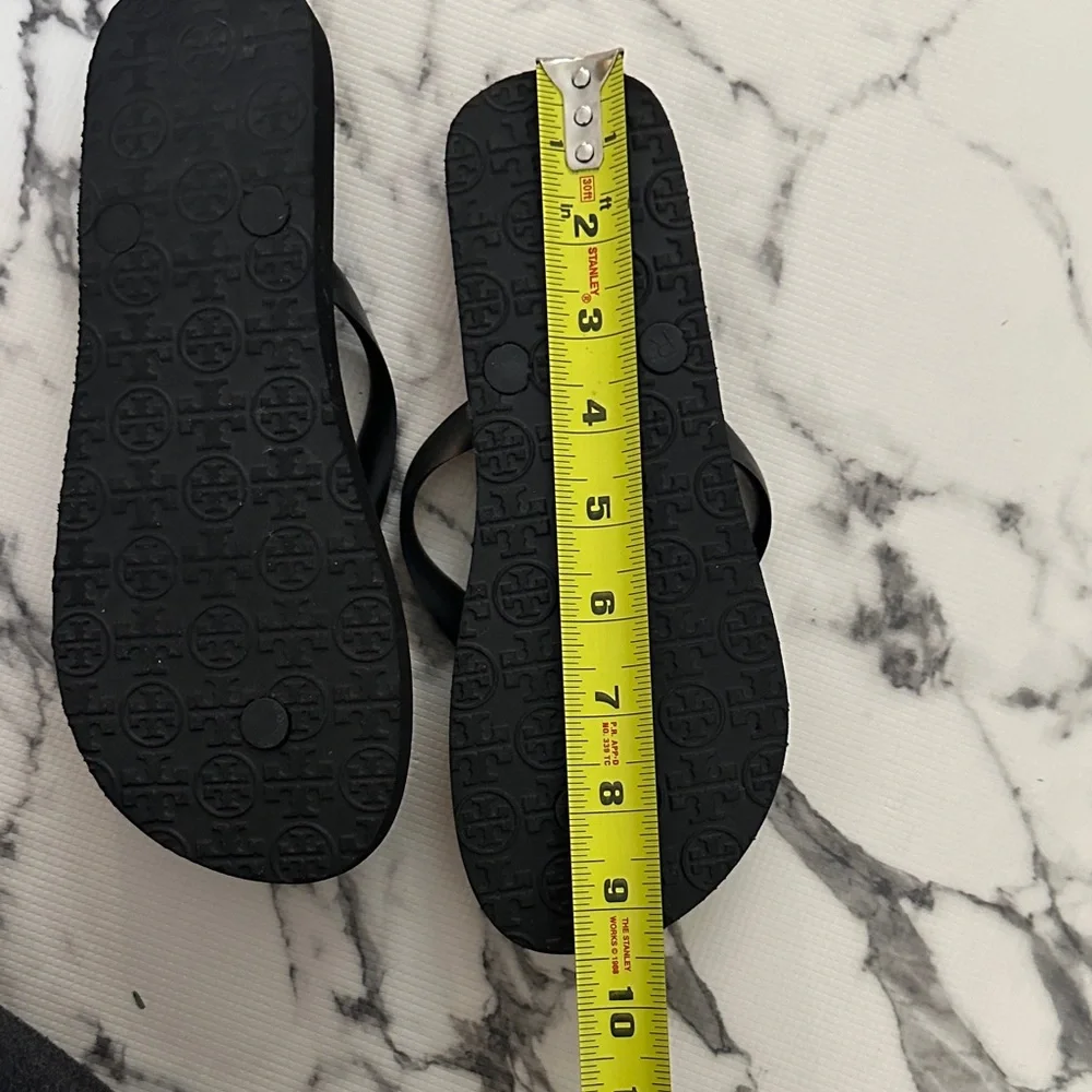 Tory Burch Black and White Zebra Logo  Flip Flops - Picture 6 of 7